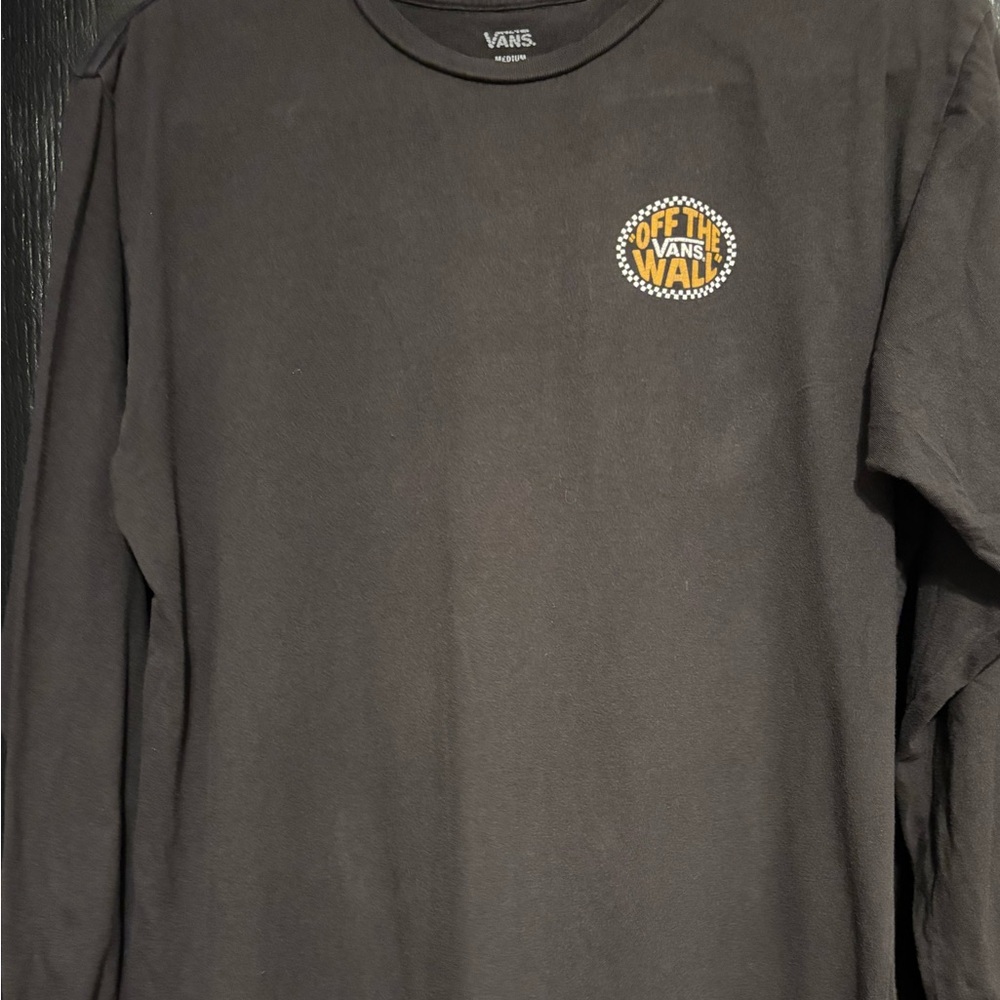 Vintage Vans Black Long Sleeve Tee with Yellow & White 'Off The Wall' logos.